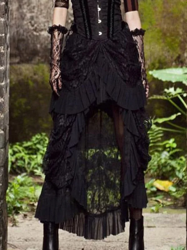 

Готическая панк-юбка с асимметричным подолом, длинная, из дышащей, приятной для кожи полиэстеровой ткани, для женщин