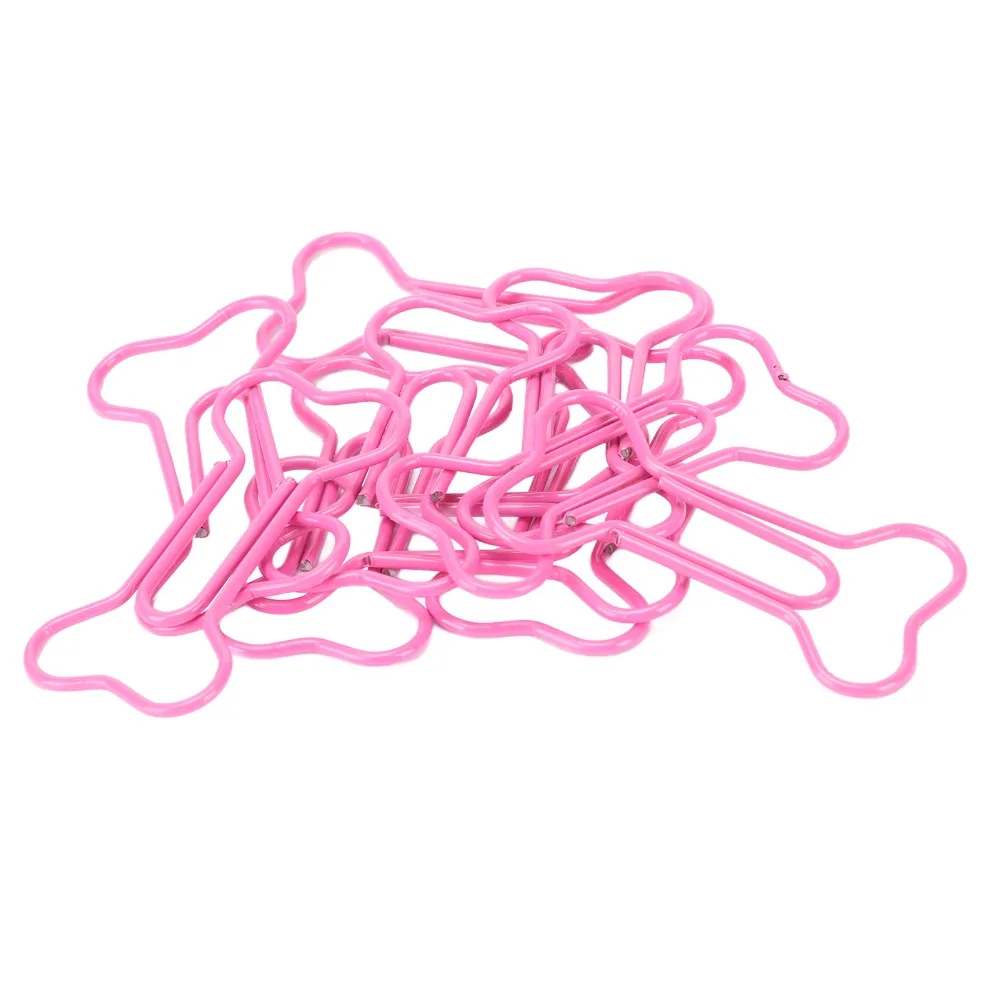 

100Pcs Bone Shaped Paper Clips Pink Plastic-coated Metal Cute Paper Clips Small Size Cute Design Paper Clips Holder Bookmarking