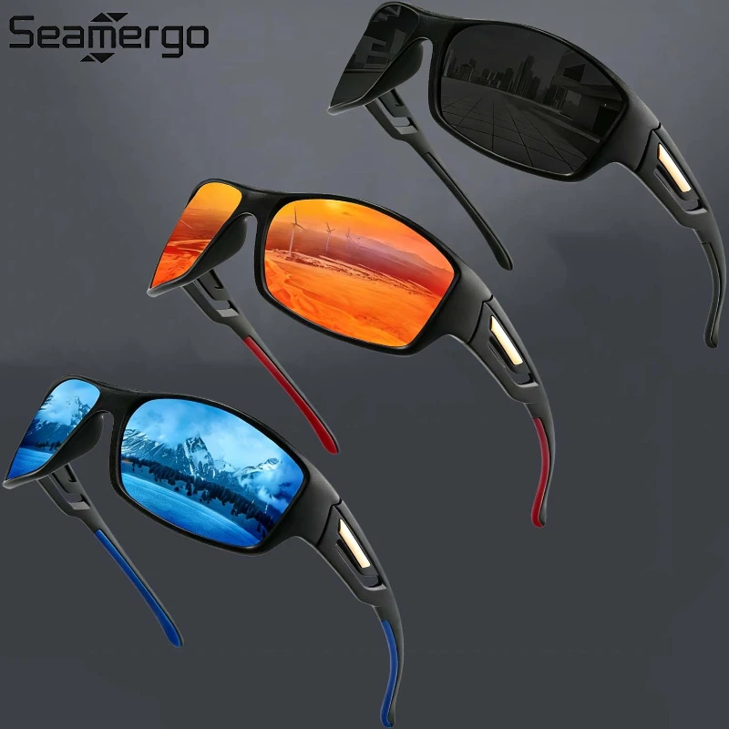 SEAMERGO 1/3 Sport Polarisierte Sonnenbrille für Herren, Hochwertige 2026 Fahr- und Angelbrille mit UV-Schutz, Tarnmuster-Rahmen