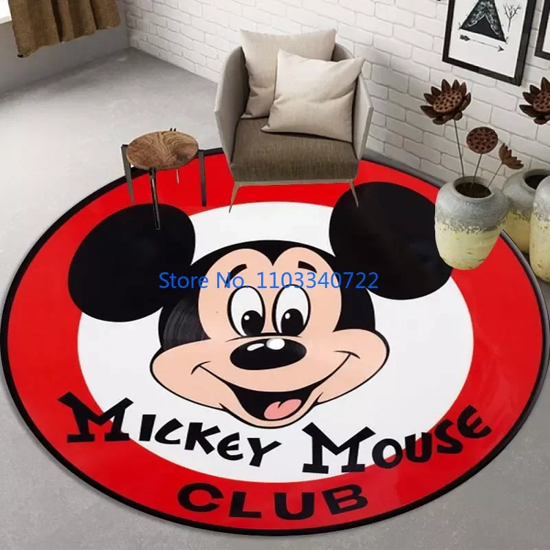 

Mickey Minnie Round Carpet Floor Mats Rug Round Carpet 120cm Crawling Game Non-slip Play Floor Mat for Kids Living Room Decor