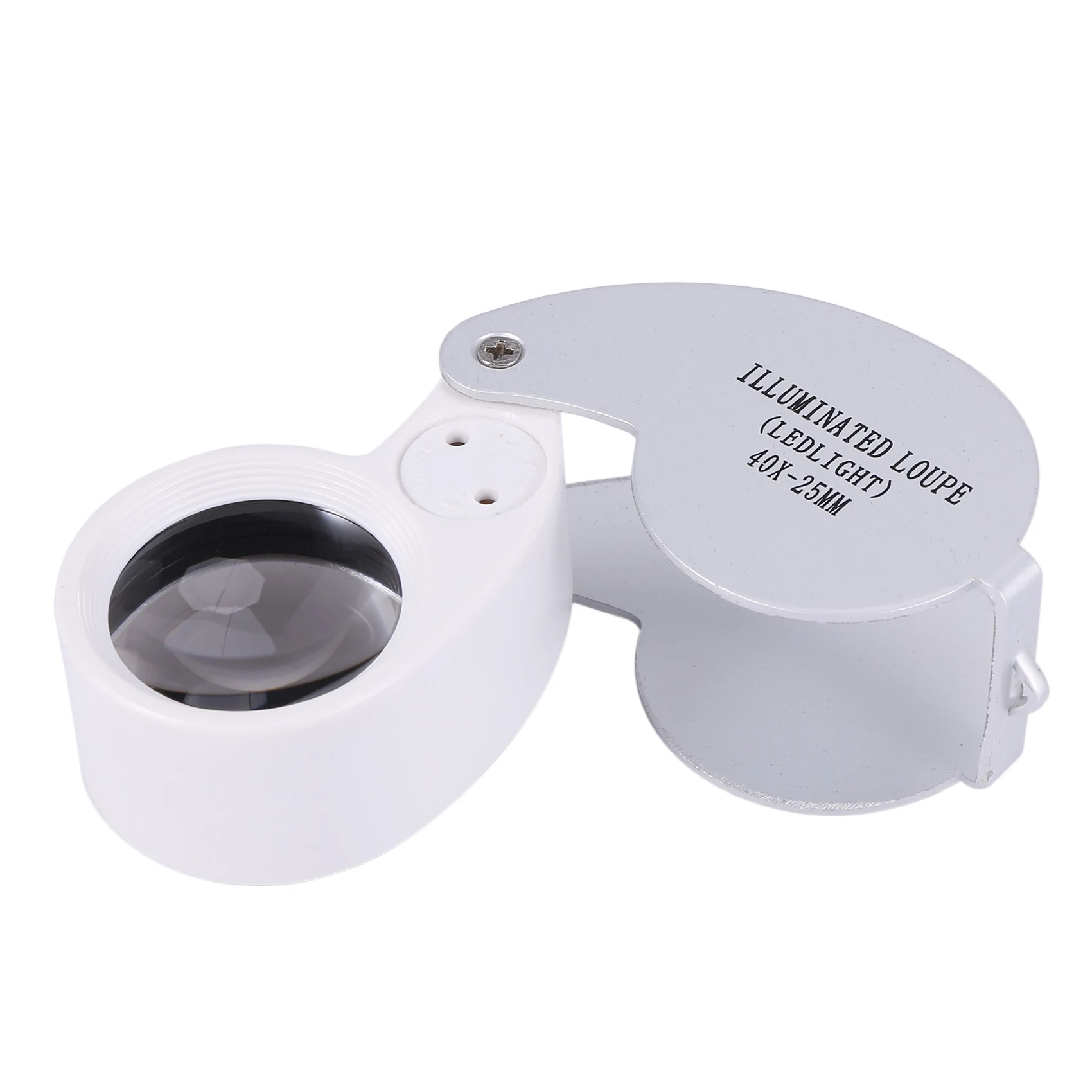 40 X 25mm Glass Lens Jeweler Loupe Magnifier With LED-Silver