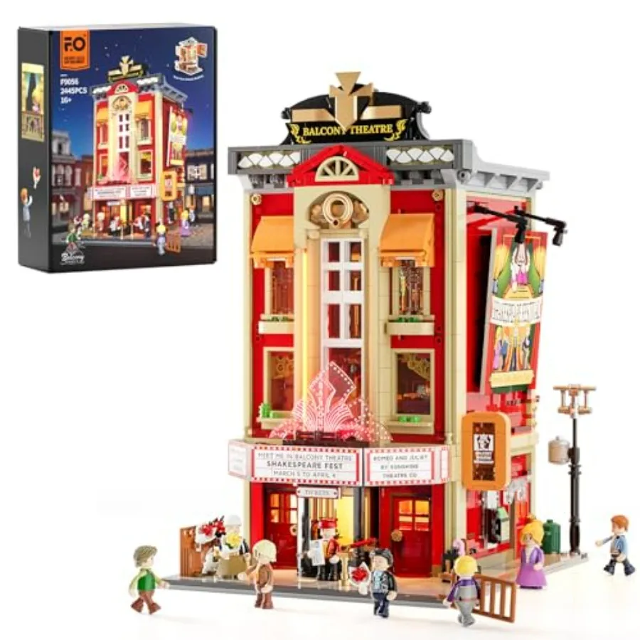 Balcony Theatre Lighting Building Bricks Set City Town Creator House LED Light Multi-Form Modular Collectible Display Kit 2445