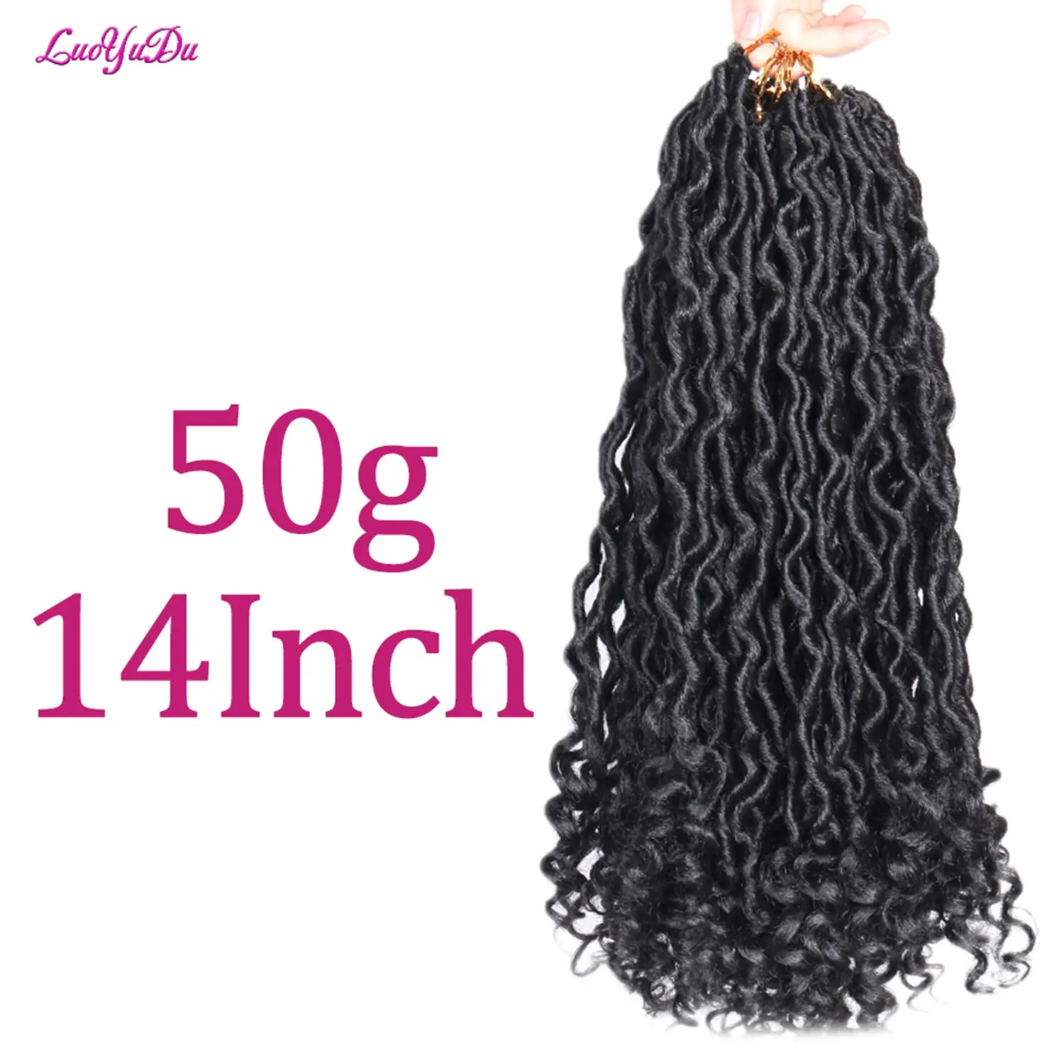 Faux Locks Crochet cabelo com encaracolado termina, Cabelo macio, fibra volta tranças, 14Nch