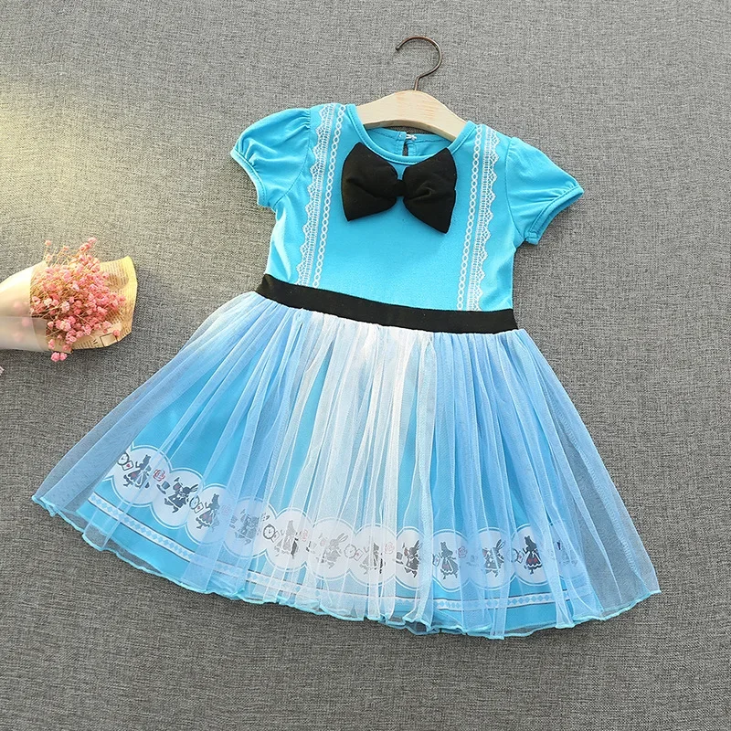 Neues Sommer-Mädchenkleid mit Kurzen Puffärmeln, Kinder-Geburtstagskleid, Halloween-Aufführungskostüm, Tüll-Partykleid H3307 – Detail 2
