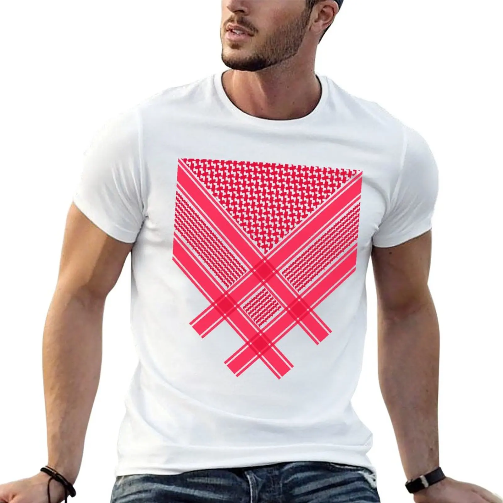 Забавная красная хлопковая футболка Shemagh, хлопковые мужские рубашки для футболки