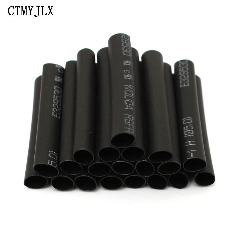 127pcs Thermoresistant Tube Shrink Wrapping 2:1 Black Heat Shrink Sleeving Set Wire Cable Polyolefin Wrap Tubing Heat Shrink Kit