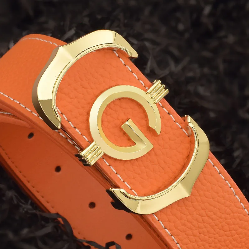 新しいオレンジ-g-レターベルトメンズトレンディなヤングカジュアル多用途ウエストベルト本革パンツウエストベルトすべての年齢層向け