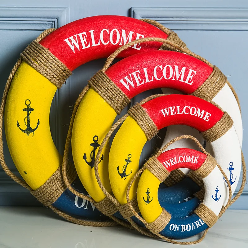 Hanging Nautical Theme Beach House Decorative Wall Hangings Nautical Lifebuoy Model Decoration Mediterranean Home Decoration