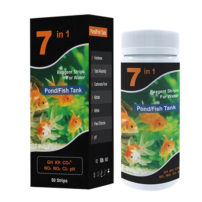 7in1 Aquarium Testing Strips for Swimming Pool Pond Water Test Strips for Fish Tank Testing for Freshwater Saltwater