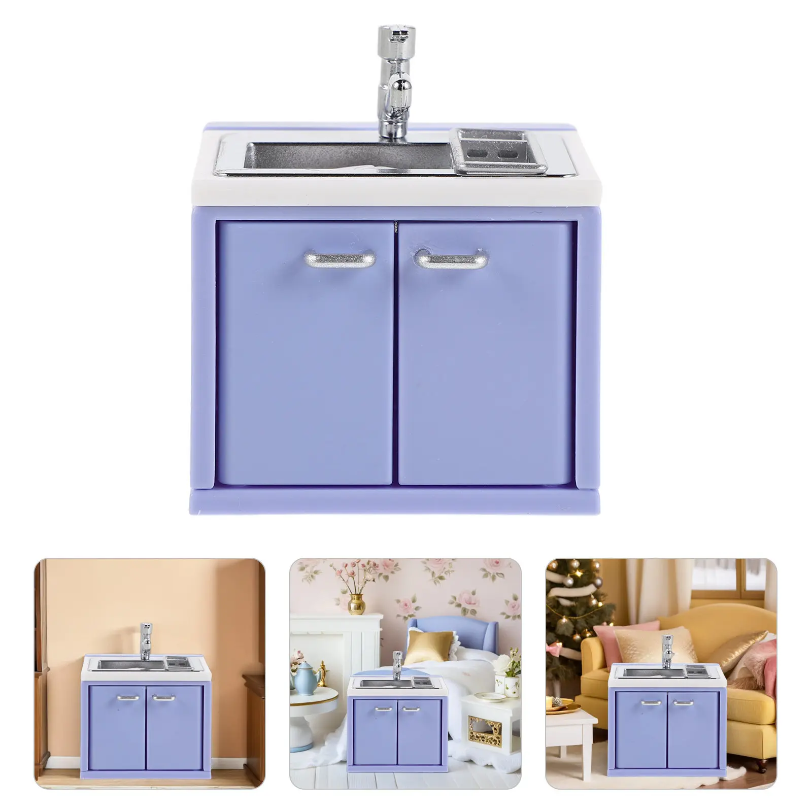 

Миниатюрная пластиковая кухонная мойка для столешницы, имитация кухонной сцены, аксессуары для миниатюрной мебели для дома