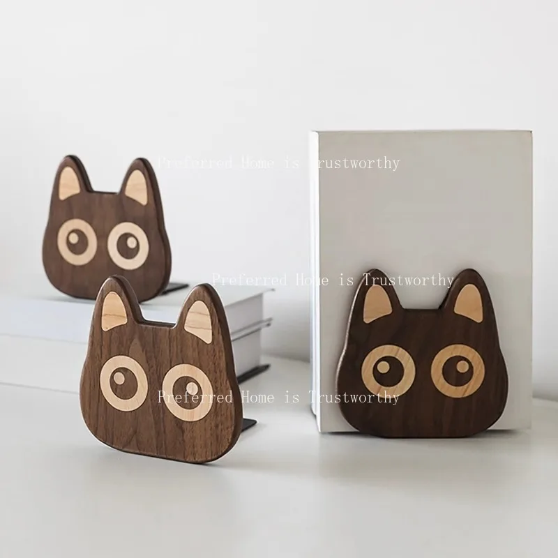 

Kitten Book Stand Black Walnut Solid Wood Desktop Book Stand Vertical Storage Wooden Book Stand