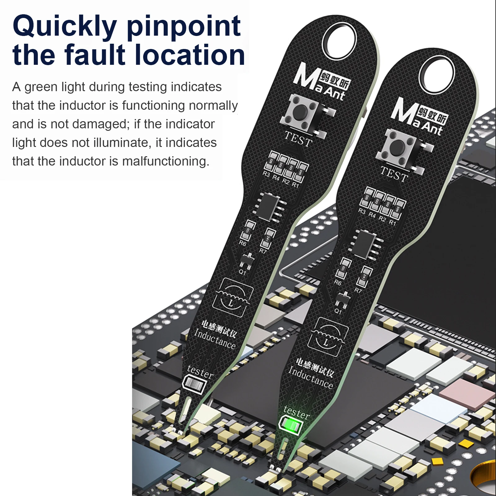 Motherboard Coil Tester Quick Fault Check Tool Circuit Board Fault Detection Tool for PCB Repair Electronic Troubleshooting