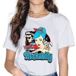 women t shirt Rockabilly 50s Sock Hop Party Rock and Roll Women Clothing  Graphic ladies Tshirts Vintage Grunge Loose Tops Tee