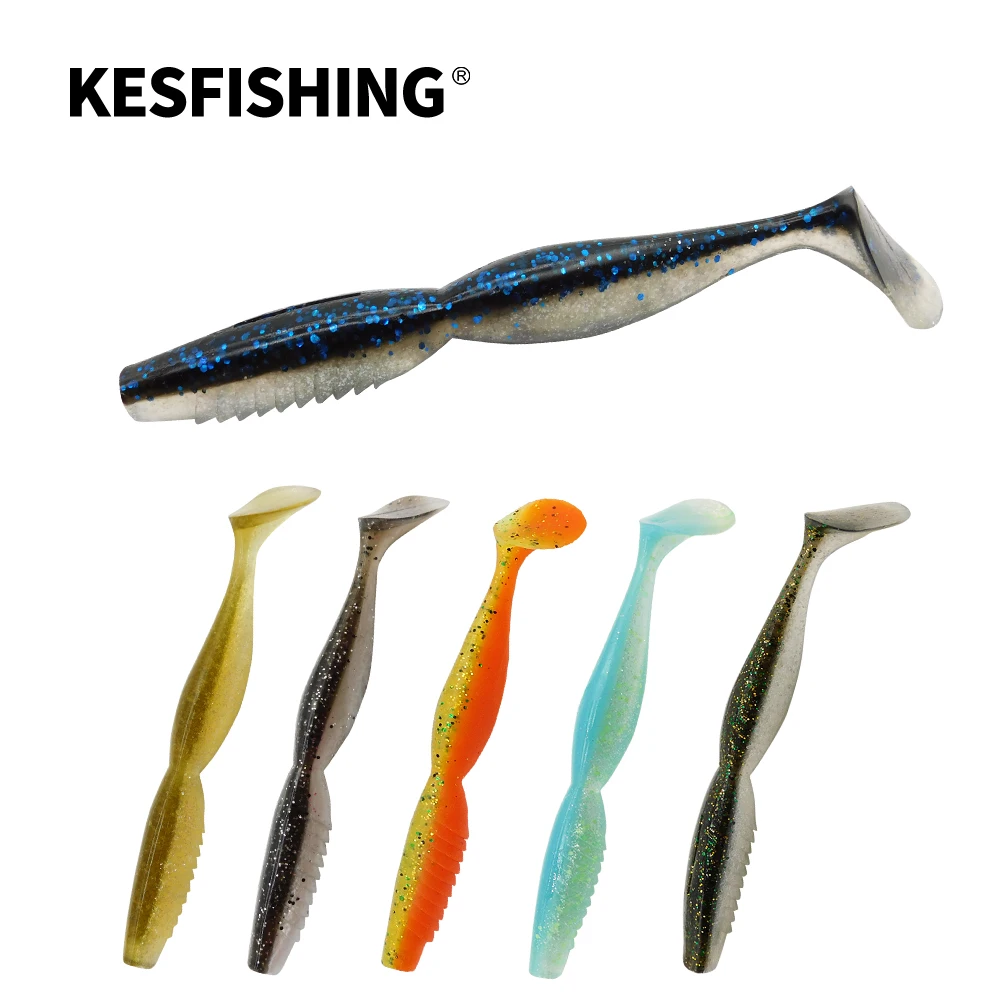 KESFISHING Fishing Lures Pesca artificial Soft Silicone Bait Spiner Shad 4 and 5 inchs the Best Bass Pike Add Fish Smell