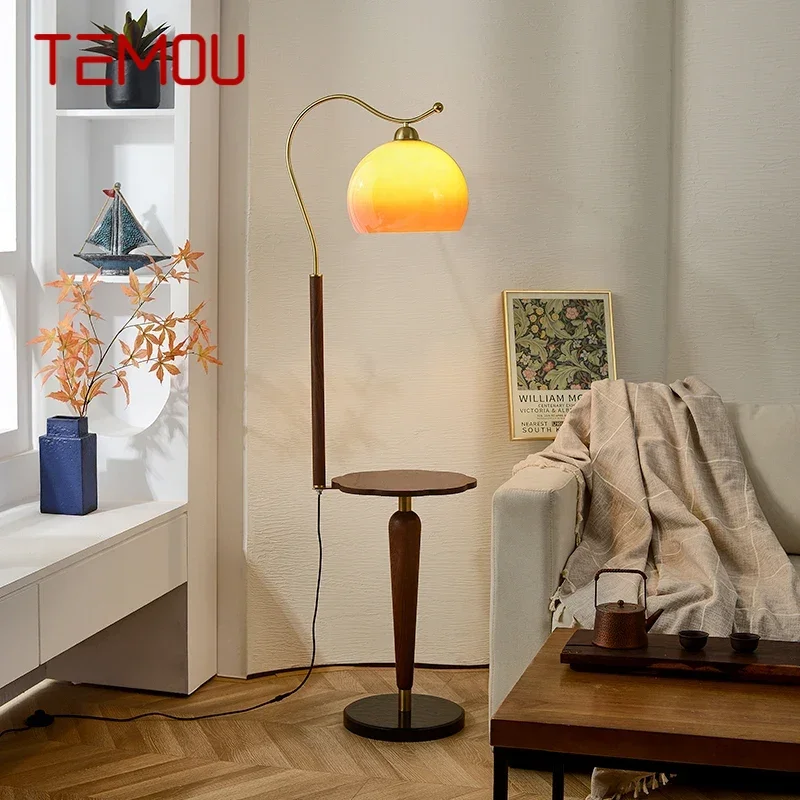 TEMOU Contemporary Floor Lamp Luxury Living Room Bedroom Study Villa Hotel LED Retro Creativity Decorative Standing Light