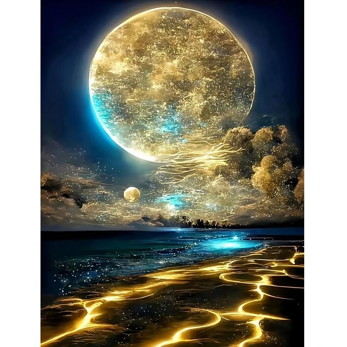 Moonlight Landscape Pattern Diamond Painting Set, DIY Adult Full Diamond Home Decoration Painting Set, Adult Frameless Crafts