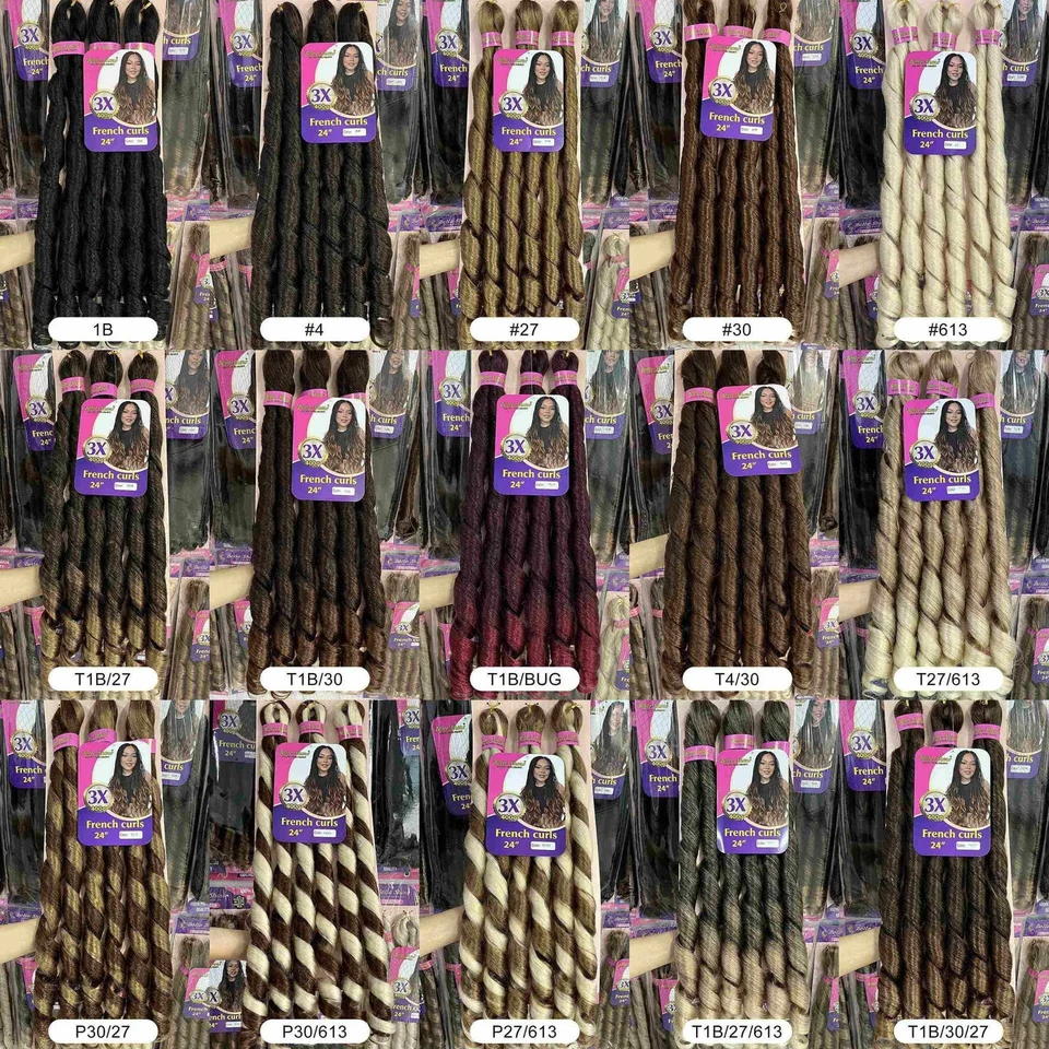 Paquetes de cabello para trenzas French Curly, sintético, ondulado, 24 pulgadas, 3 piezas por paquete 6