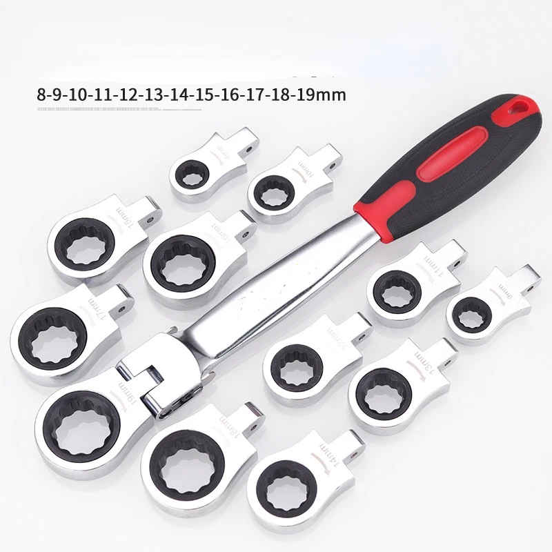 Changeable Ratcheting Wrench Set  Chrome Vanadium Steel Hand Tools Socket Key Car Repair Tools movable ratchet wrench