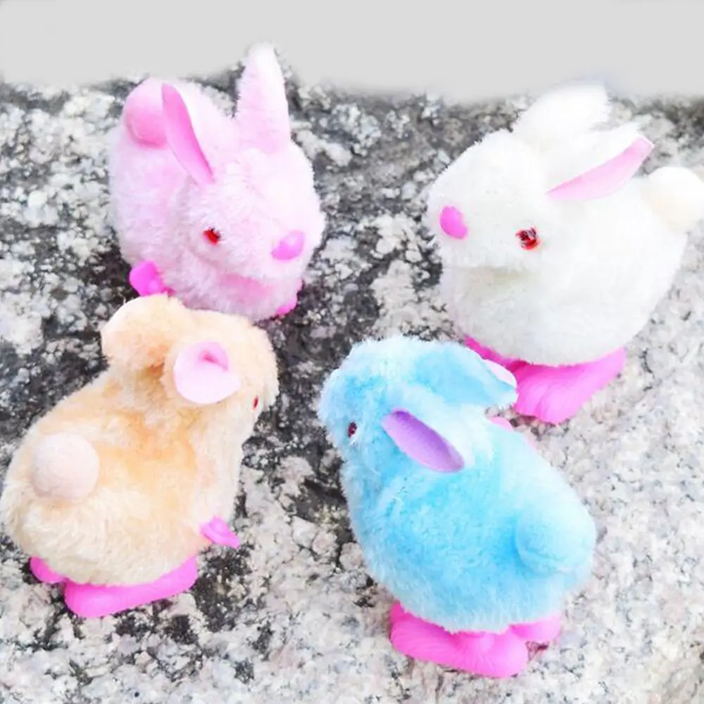 

Plush Color Random Wind-up Clockwork Spring Plastic Rabbit Model Hobbies Jumping Classic Toys