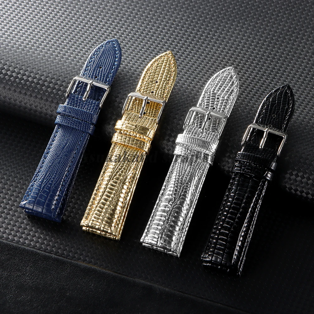 Lizard รูปแบบหนังสายนาฬิกา Universal 18 มม.20 มม.22 มม.สําหรับ Seiko สําหรับ Omega สําหรับ Rolex นาฬิกาผู้ชายผู้หญิงธุรกิจสายรัดข้อมือ