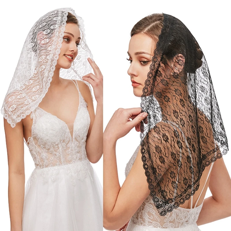 

Lace Mantilla Catholic Veil Elegant Floral Pattern Soft Comfortable for Head Coverings for Women Latin Mass for Infinity