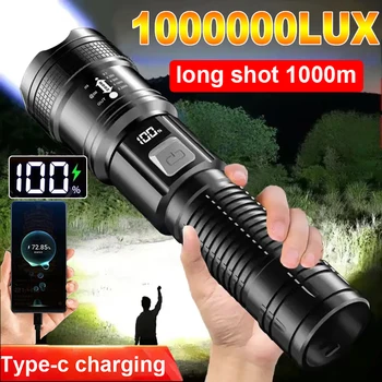 Portable Rechargeable LED Flashlights High Power Military Tactical Flashlight Telescopic Zoom Torch Lamp Outdoor Camping Fishing