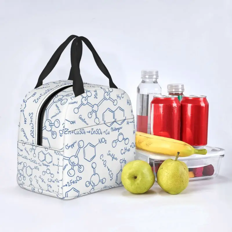 Science Chemistry Pattern Insulated Lunch Bags for Women Biology Resuable Thermal Cooler Food Lunch Box Work School Travel