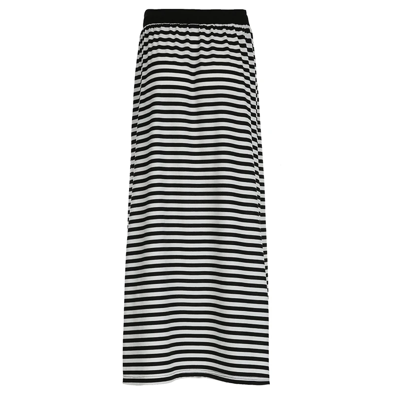 IAMHOTTY Street Style Striped Straight Long Skirt Contrast Color Drawstring Lace-up Mid-waist Pencil Skirts Korean Chic Bottoms