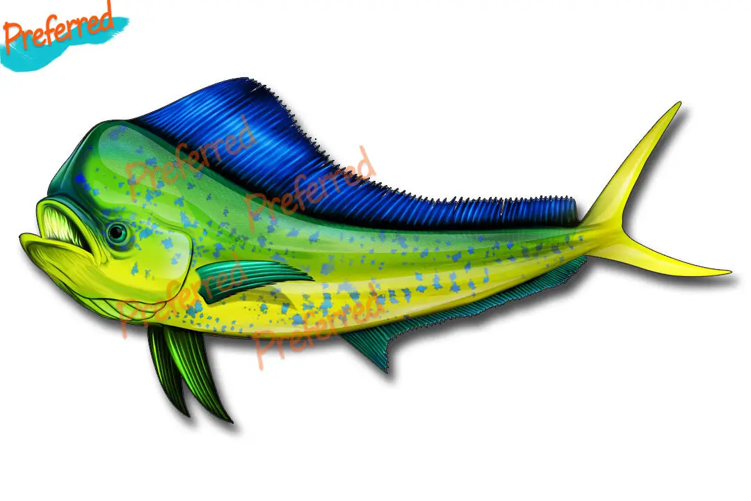 A Pair of Mahi Mahi Sticker Dolphin Car Cup Laptop Boat Fishing Window Bumper Sticker