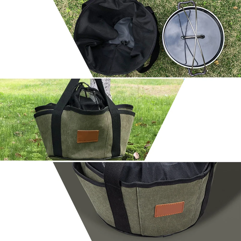 

Barbecue Storage Bag Canvas Organizer For Pot Cooking Utensils Large Capacity Portable Hand Bag Reusable Cotton Belt Side