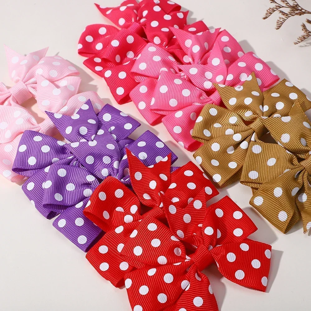 2 قطعة/المجموعة الفتيات لطيف الطباعة نقطة الانحناء إكسسوارات الشعر مقاطع الشعر اليدوية الانحناء مقاطع دبوس الشعر Kawaii الطفل اكسسوارات الهدايا