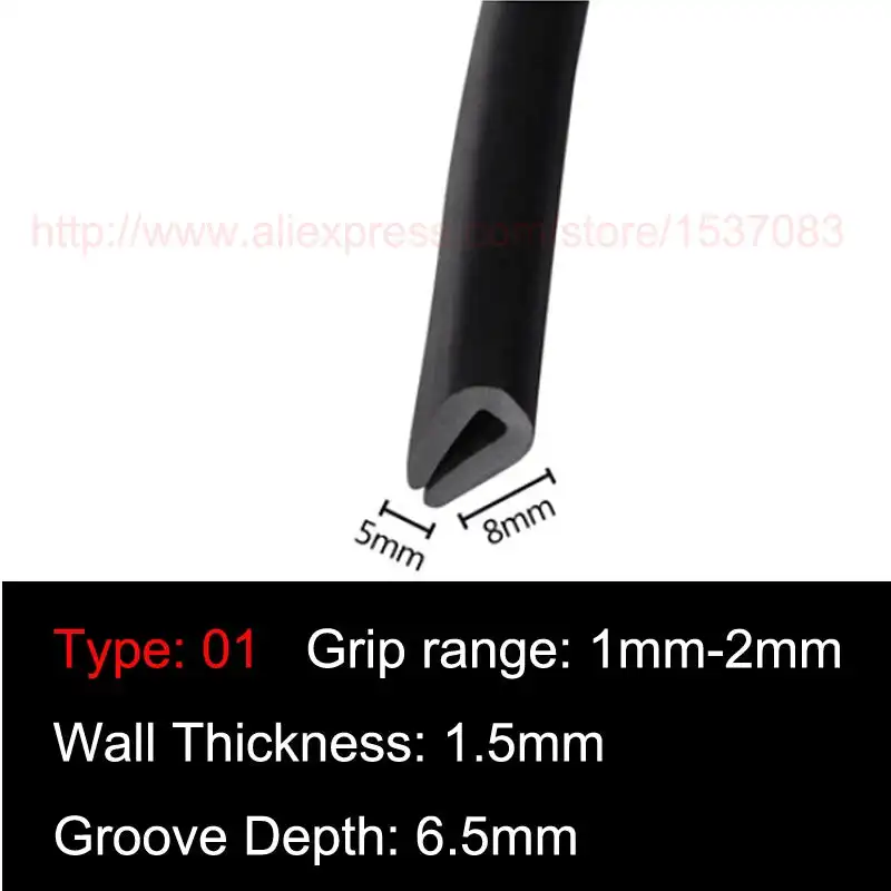 5 Meters U-Channel Rubber Sealing Strip for Automobile Edge Guard Black White Grey Blue Anti-Collision Weatherstrip