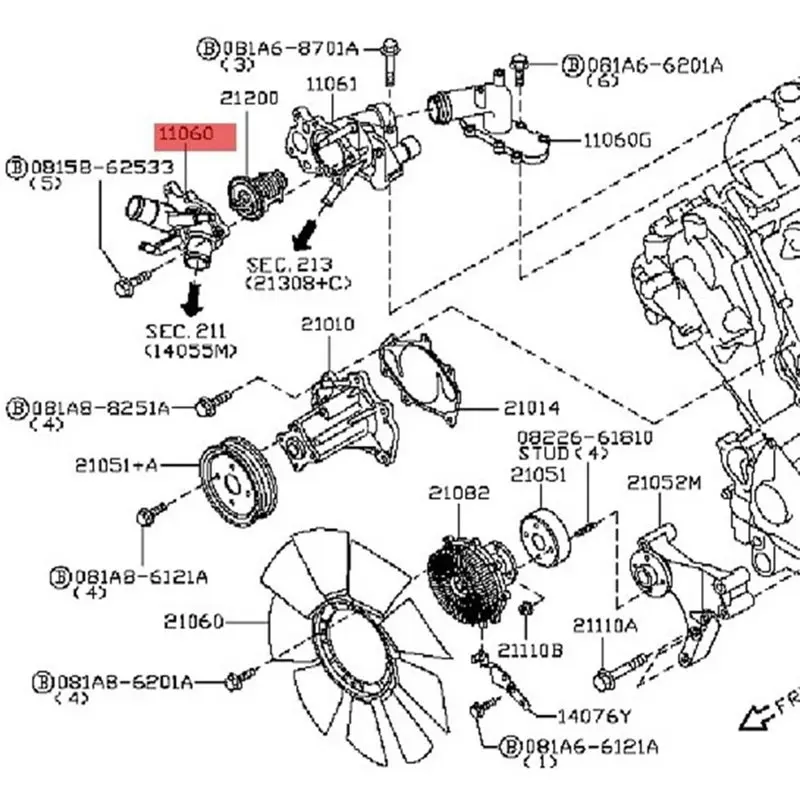 Thermostat Housing Replacement 11060-1LA0A For Nissan Patrol Y62& For Infiniti QX80 QX56 Z62