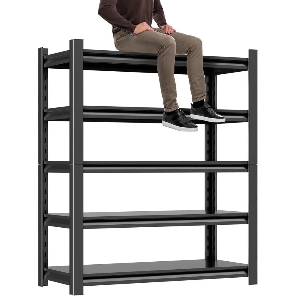 

78"H 5 Tier Rustproof Metal Shelving, 3000LBS Adjustable Steel Storage Rack Easy Assembly for Tools Basement Warehouse