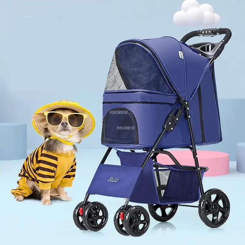 -Moderno simples universal gato e cão troller leve dobrável carrinhos para animais de estimação carrinho de passeio em casa portátil respirável petsupplies
