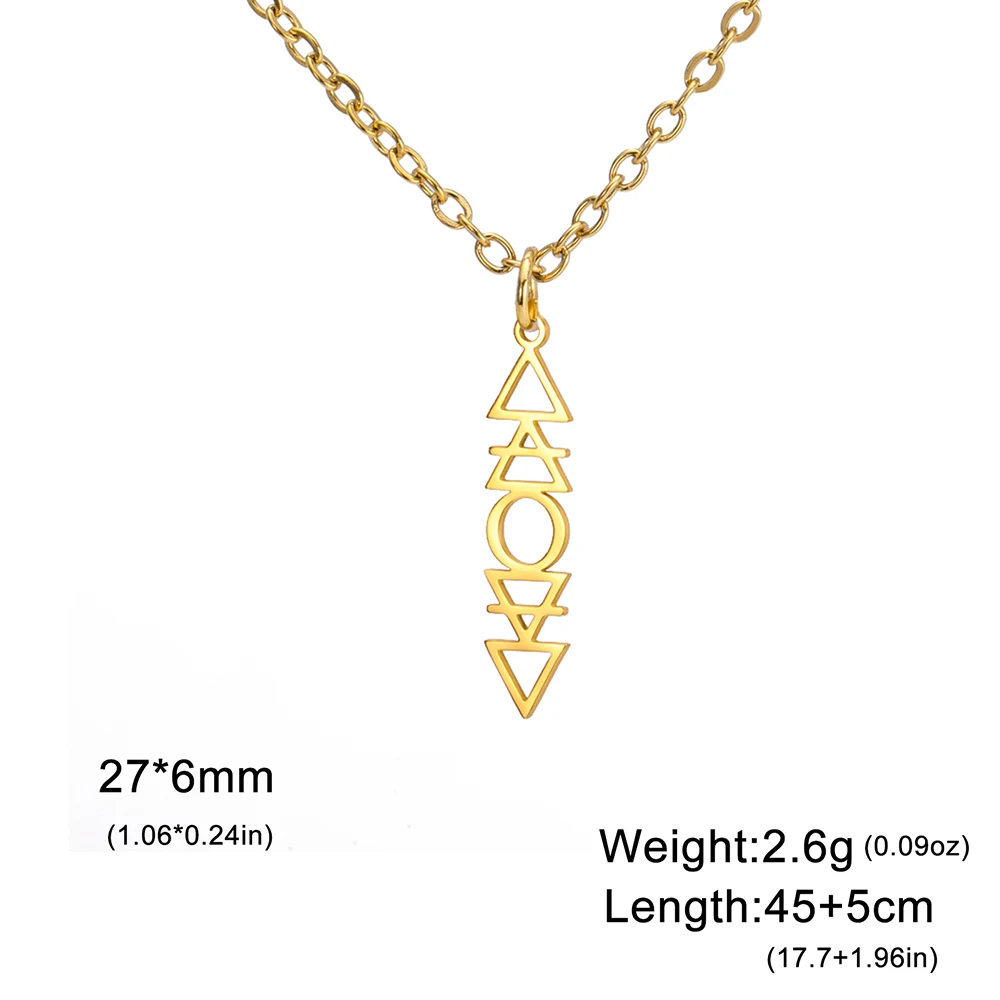 Dawapara Four Elements Necklace Earth Air Fire Water Alchemical Symbols Protection Amulet Stainless Steel Jewelry