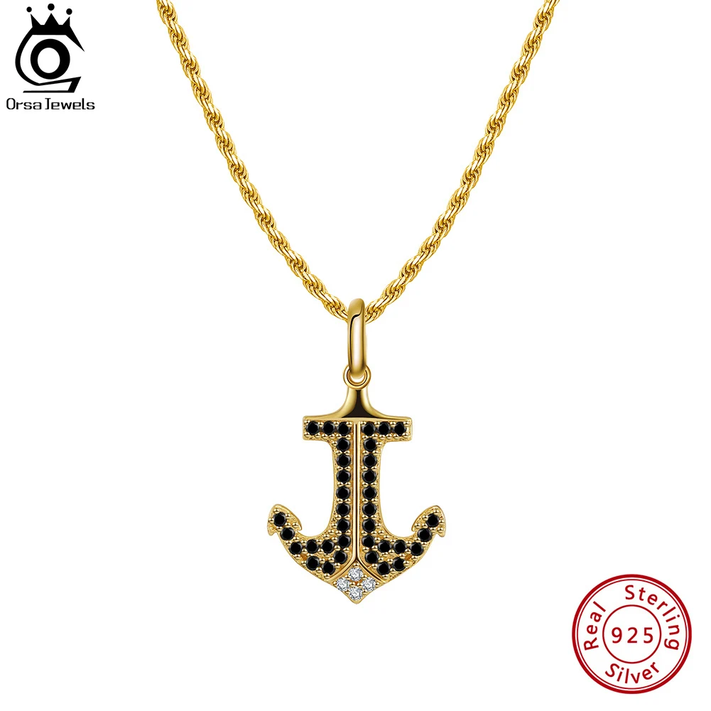 

ORSA JEWELS Vintage 925 Sterling Silver Anchor Necklace for Men Women Nautical Navy Mooring Hiphop Pendant Jewelry Gift NMN10