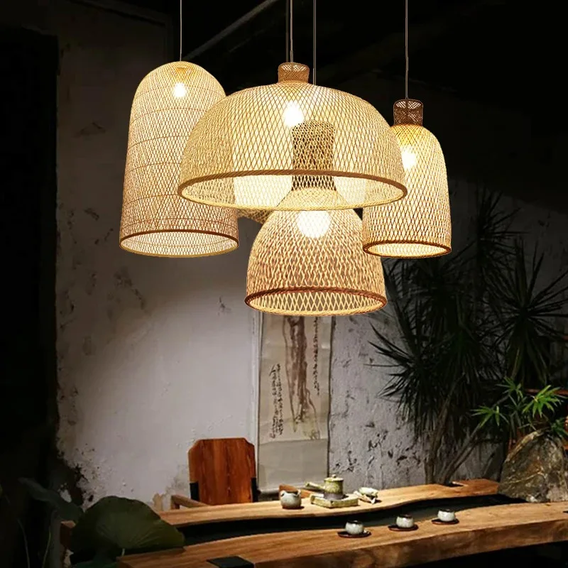 Imagem -02 - Vintage Rattan Woven Wicker Hanging Light Lâmpada Pingente Lanterna Iluminação para Sala de Estar e Jantar Decoração de Casa Loft Rustic Lamp E27