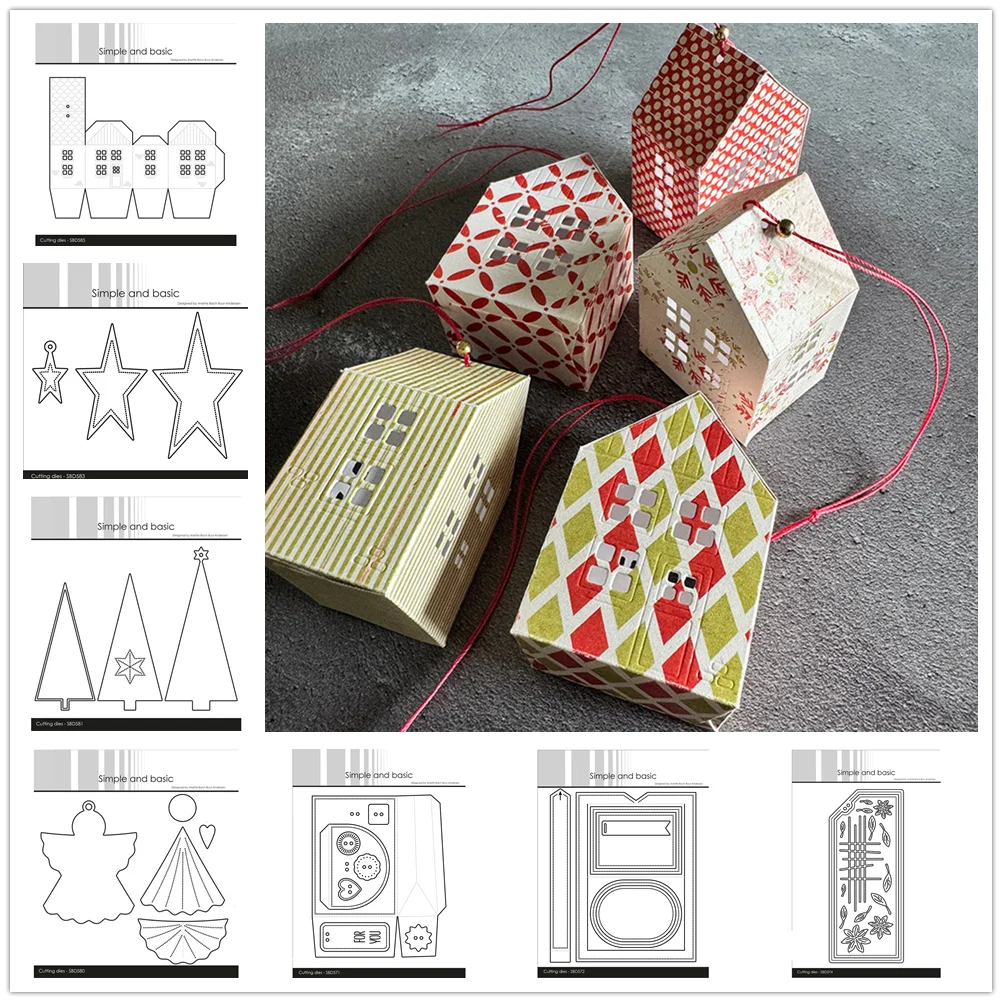 Navidad 3D casa ángeles cumpleaños alfabeto bolsa de regalo etiqueta de esquina troqueles de corte nuevo 2025 Scrapbooking tarjeta deslizante sobre artesanía