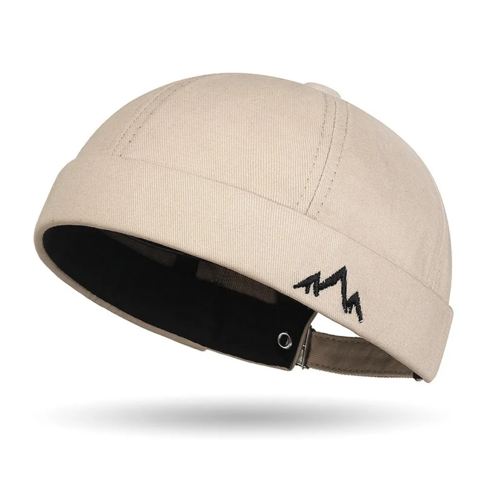Casual Retro Embroidery Brimless Hat Adjustable Solid Color Docker Cap Breathable Melon Skin Caps Hip Hop Hat Unisex