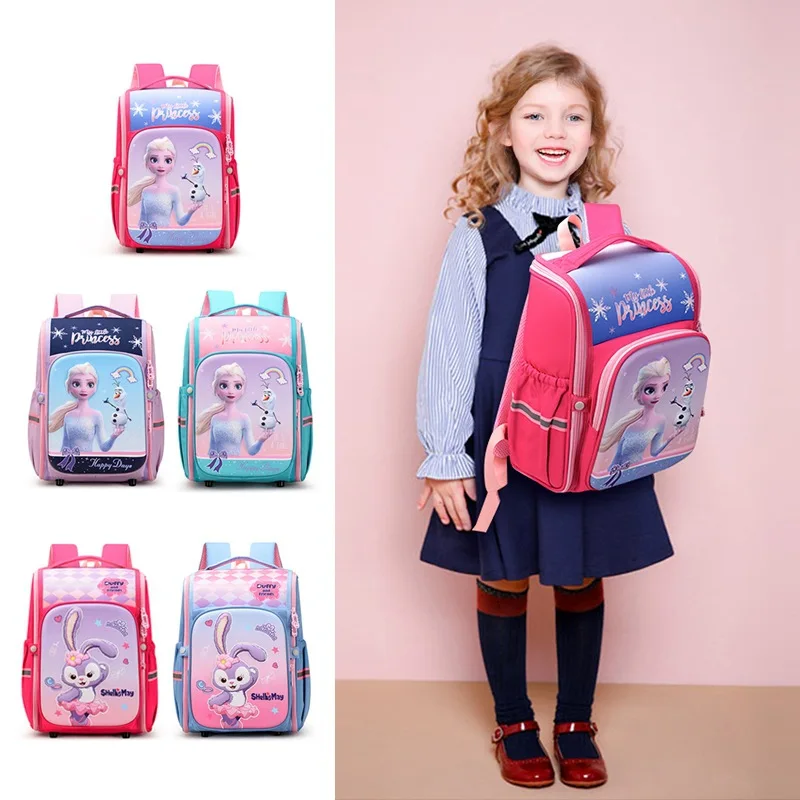 

Disney New Frozen School Bag For Girls Elsa Anna Primary Student Shoulder Orthopedic Backpack Grade 1-5 Large Capacity Mochila