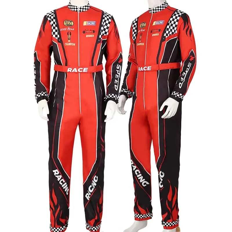 Roter klassischer einteiliger Trainings-Rennuniform-Anzug für Kinder, Erwachsene, Kinder, Racer, Cosplay-Kostüm, Herren, Karting, Hallowe, Jersey-Kleidung