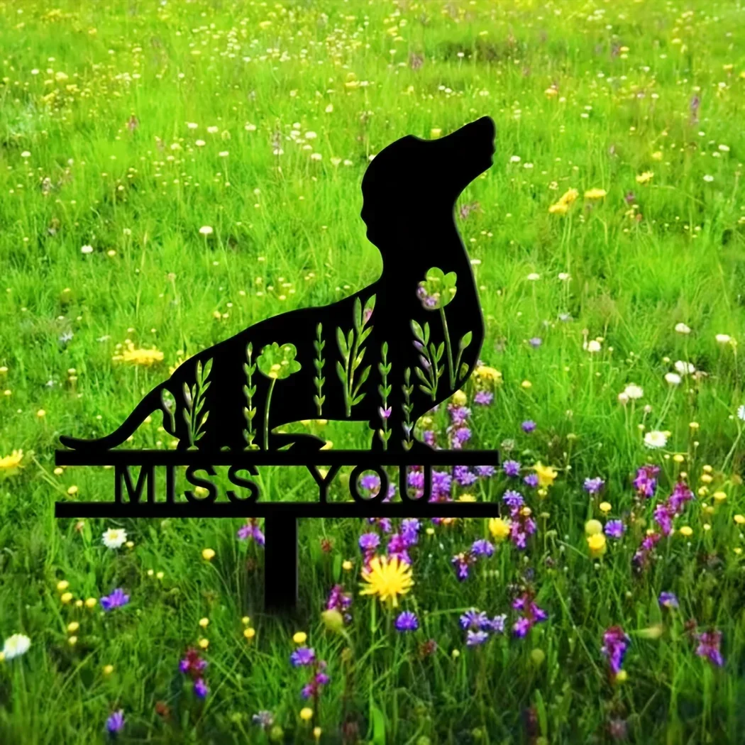 CIFBUY Decoration 1pc Dachshund Memorial Stake Sign, Pet Grave Markers Metal Decoration Sign, Metal Sign with Stake, Pet Loss Gi