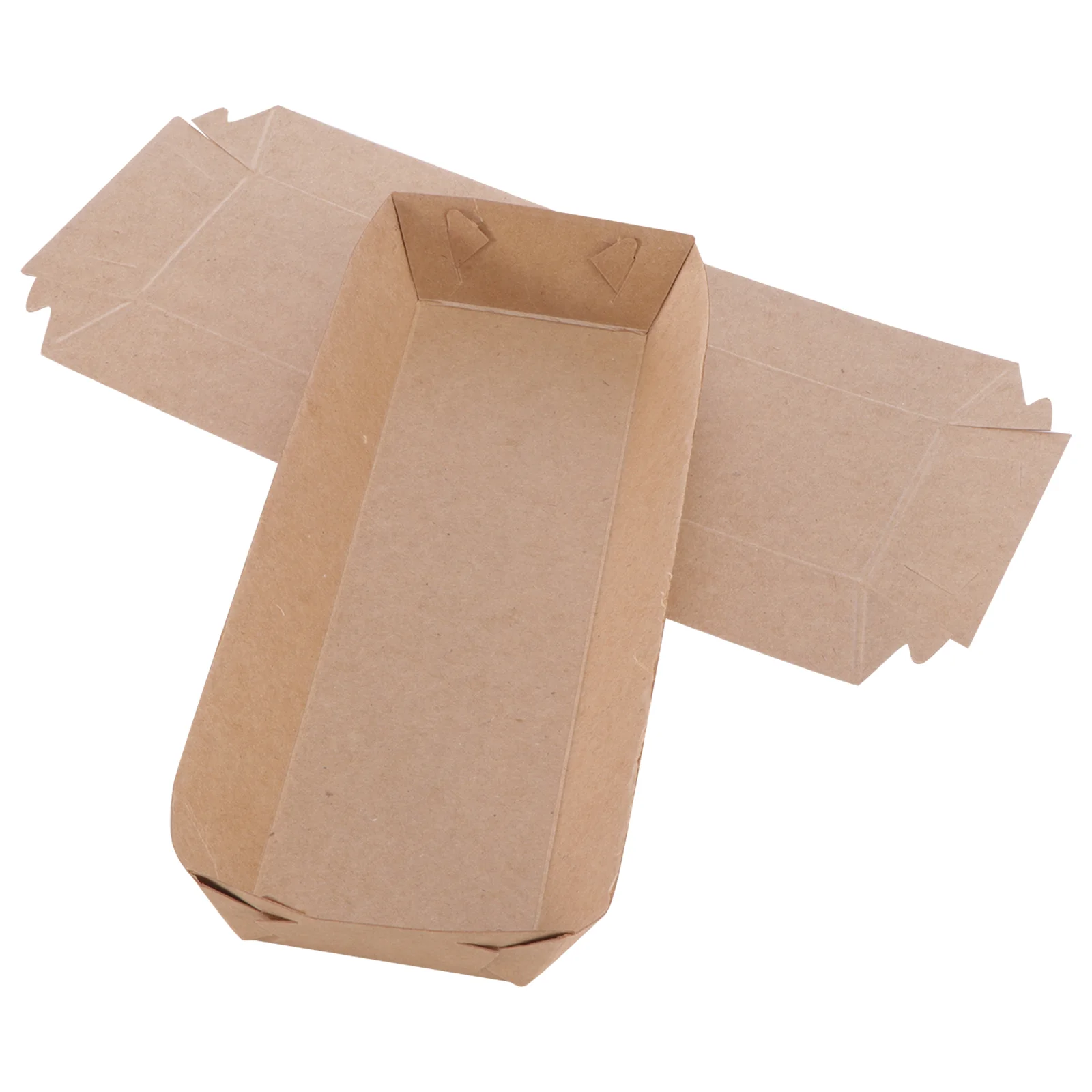 50 Pcs Disposable Paper Food Serving Tray Kraft Paper Coating Boat Shape Snack Open Box French Fries Chicken Box (20 x 6 x 3cm)