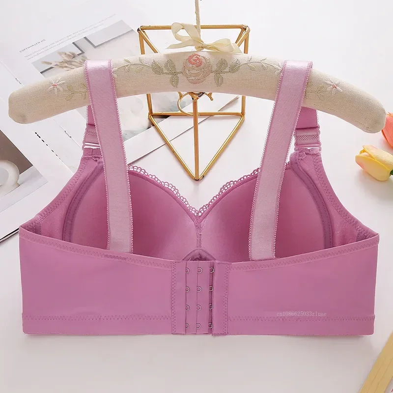 Full Cup Luxury Lace Bra Mother Underwear Wireless Push-up Lace Bra Sweat-absorbing Top Thin Mold Cup Soft for Women Brasiere