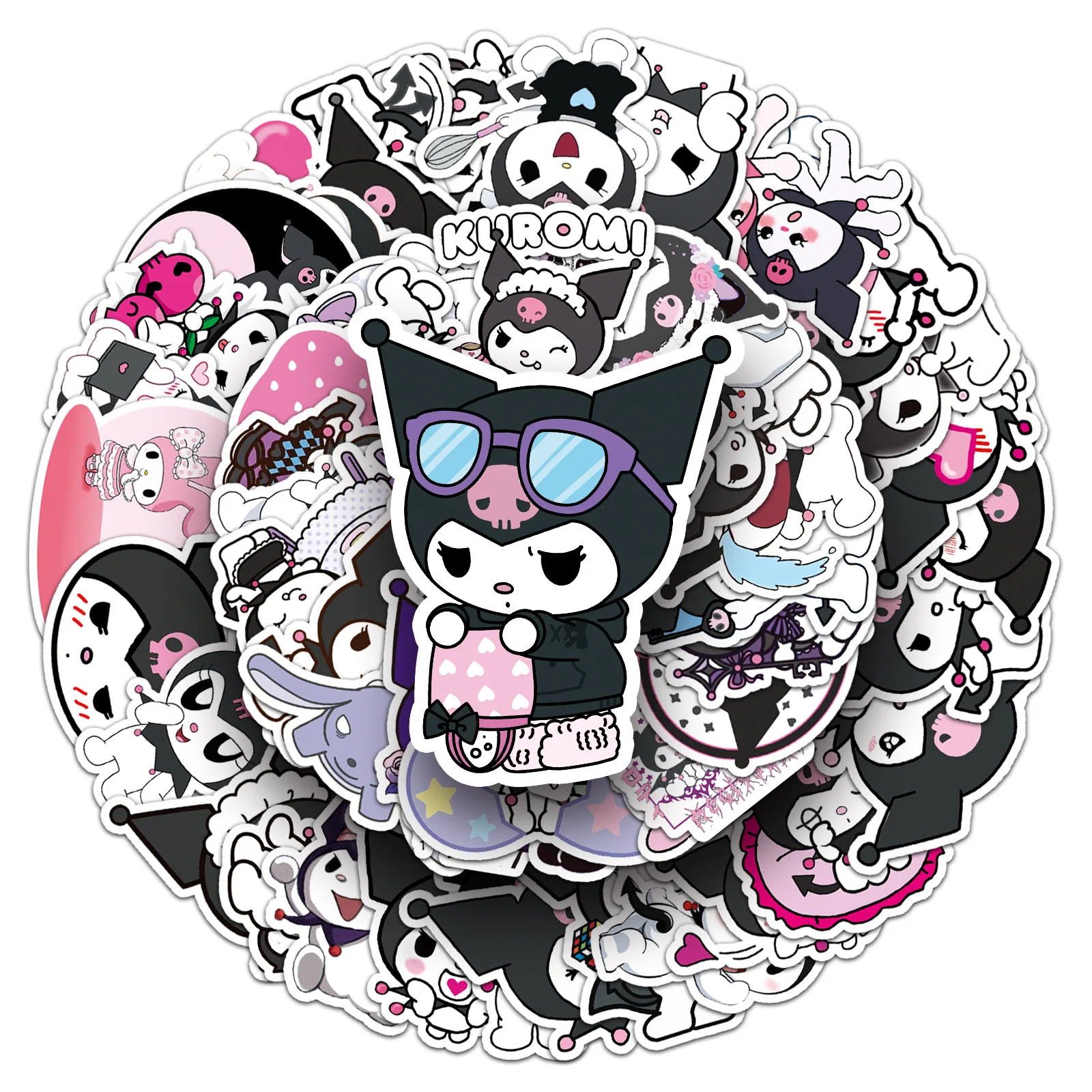 100Pcs Sanrio Kuromi Anime Cartoon Stickers Kawaii Graffiti Decal For Skateboard Bicycle Guitar Laptop Stickers Girls Toy Gift - view 2