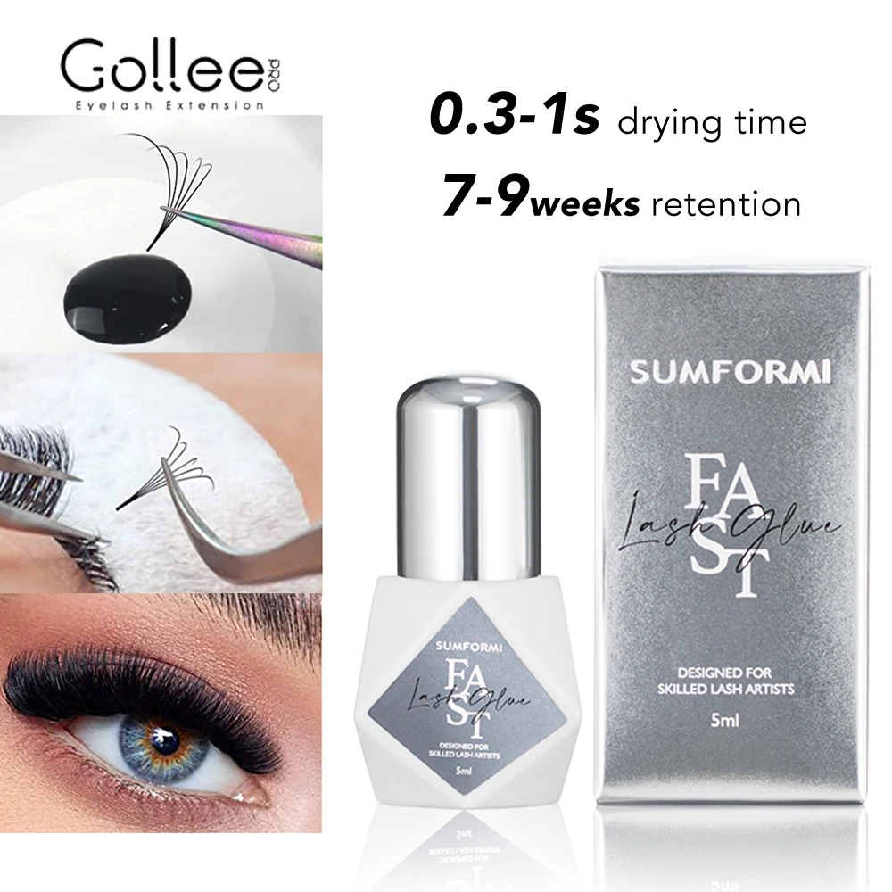 Gollee New Lash Glue Black 0.5s Super Fast Drying Pro Eyelash Glue Adhesive for Eyelash Extension oil resistant Eyelash supplies