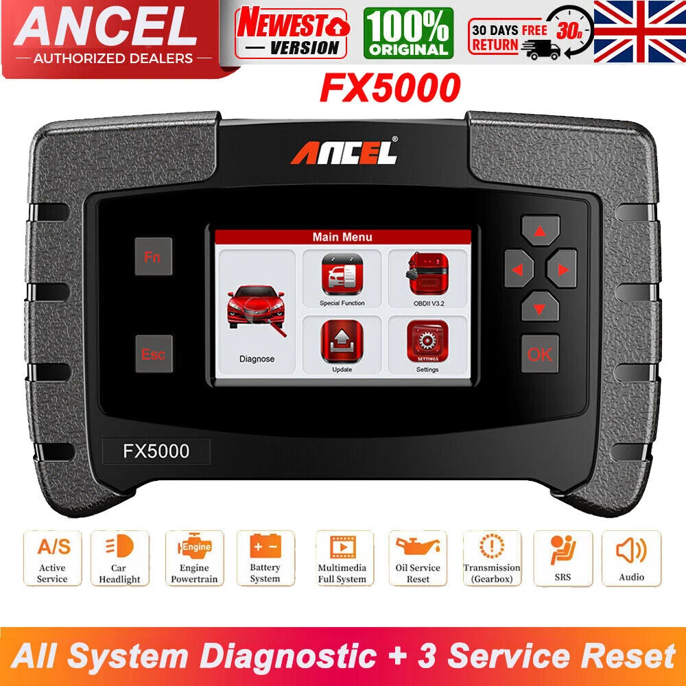 ANCEL FX5000 OBD2 Scanner tutti i sistemi strumento diagnostico per auto ripristino dell\'olio EPB Reset ABS sanguinamento a vita aggiornamento