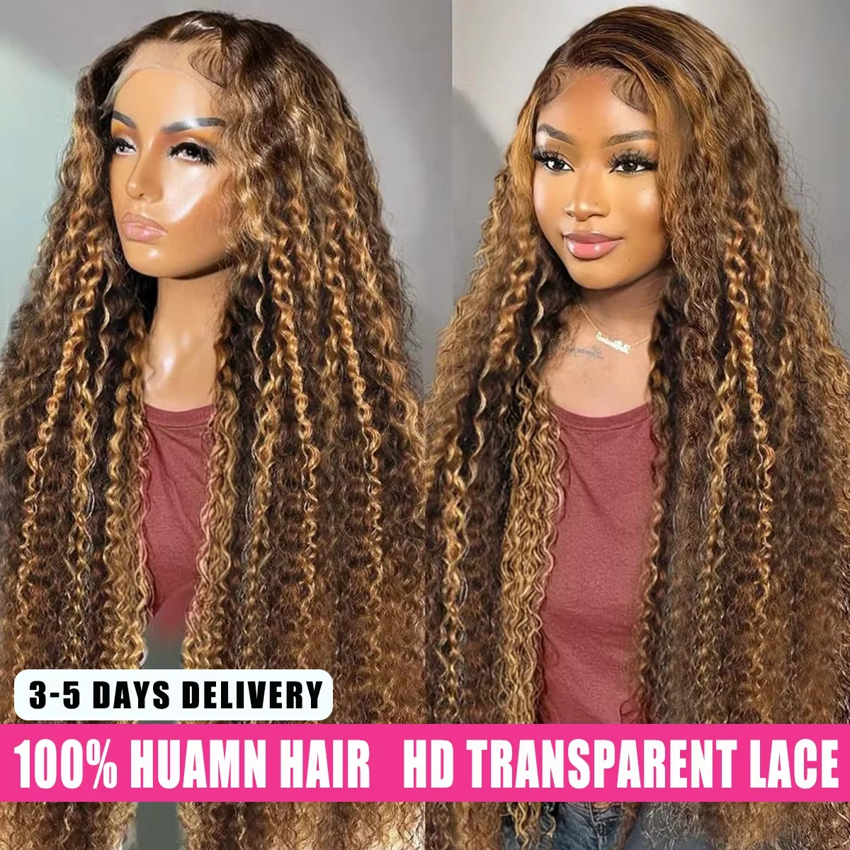 

Highlight 4/27 Wig Deep Wave 13x4 Lace Front Human Hair Wigs Honey Blonde Colored Curly Human Hair Wigs For Women Brazilian Wig