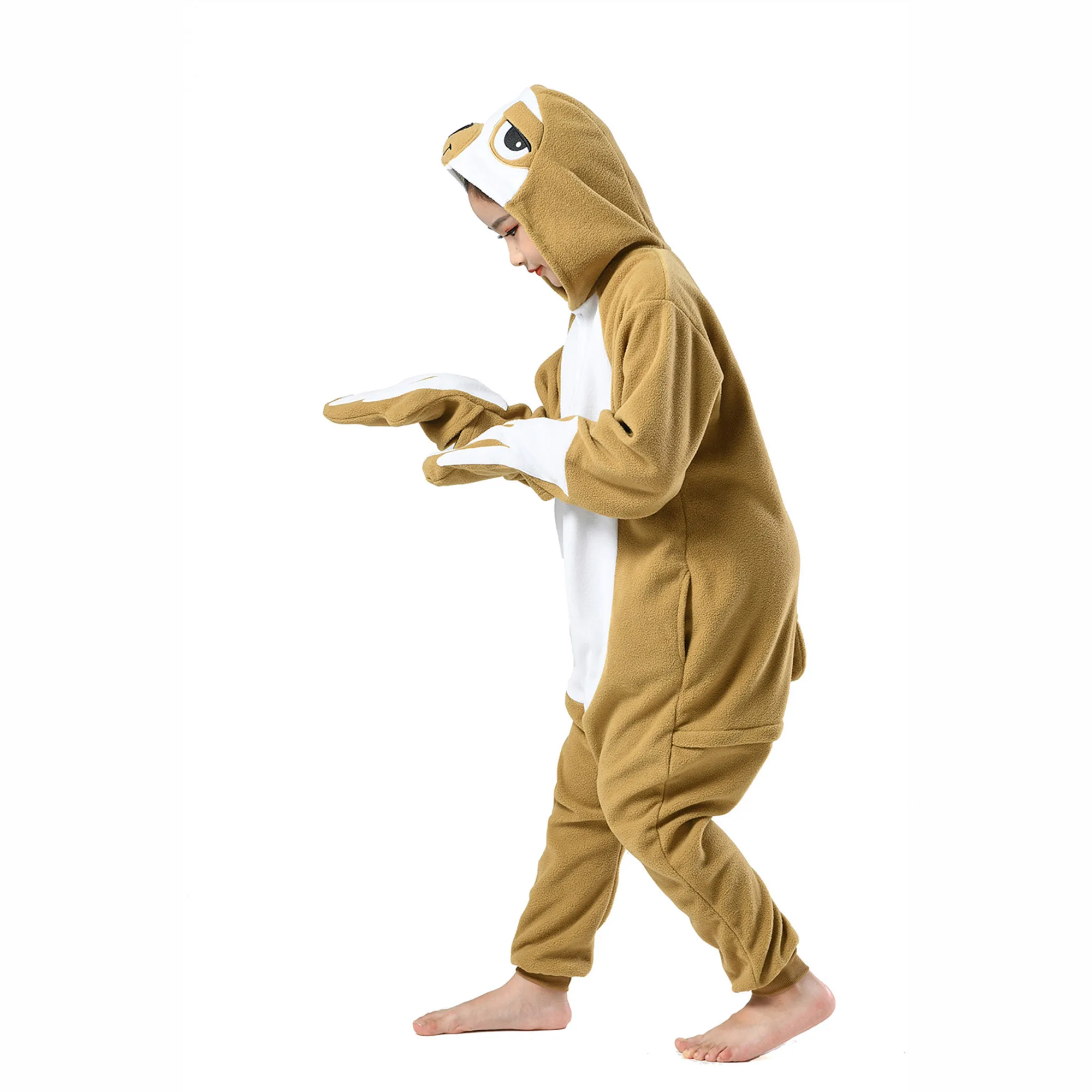 Pyjama paresseux à capuche pour enfants, combinaison cosplay animal, vêtements d'intérieur doux, costume d'Halloween et de Noël, garçons et filles, 1 pièce, hiver